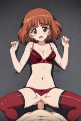 ai_generated girls_und_panzer lingerie missionary nishizumi_miho pov