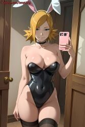 1girls adapted_costume ai_generated animal_ears artist_name bare_chest bare_shoulders bare_thighs boruto:_naruto_next_generations breasts bunny_ears bunny_girl bunnysuit cellphone choker cleavage clothing collar easter fake_animal_ears fake_bunny_ears female female_only hair_ornament holding_object huge_breasts leotard light-skinned_female light_skin looking_at_viewer mature mature_female milf nai_diffusion naruto naruto_(series) naruto_shippuden oppai outfit patreon_username pinup playboy_bunny ponytail quad_tails revealing_clothes selfie skimpy skimpy_clothes smartphone smile solo solo_focus stable_diffusion stockings strapless strapless_leotard taking_picture taking_selfie teal_eyes temari temptart text thick_thighs thighs thong_leotard tight_clothing twintails url watermark web_address