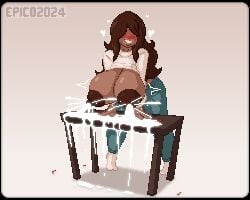 1girls breasts_bigger_than_head epicpotatolord heart hyper hyper_breasts lactating lactation leaning_forward looking_at_viewer milk pixel_art solo_female tagme