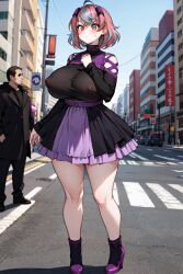 ai_generated blush city emikukis huge_breasts jewelry multicolored_hair puffy_nipples ricochetk virtual_youtuber vtuber wide_hips