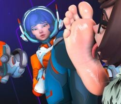 2girls 3d asian asian_female barefoot chinese feet foot_fetish foot_licking foot_worship juno_(overwatch) licking licking_feet mei_(overwatch) overwatch overwatch_2 raijin44 soles vietnamese yuri