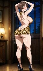 ahoge ai_generated armpit_hair arms_up asking_for_it asking_for_sex back back_view barely_clothed bedroom_eyes blue_eyeliner blush brown_eyes brown_hair butt_crack covered_nipples dim_lighting dimples_of_venus erect_nipples erect_nipples_under_clothes exhibitionism exhibitionist eyeshadow female_pubic_hair from_behind from_side hairy_armpits hairy_female hairy_pussy half-closed_eyes halter_dress heavy_breathing high_heels horny horny_female hourglass_figure imminent_sex in_heat indoors large_ass large_breasts leaking leaking_pussy leopard_print looking_at_viewer masane_amaha mature_female mature_woman microdress milf moirai_(artist) mother narrow_waist night no_underwear open_mouth platform_heels pubic_hair_peek pussy_juice pussy_juice_drip round_ass short_hair side_view sideboob skindentation smiling_at_viewer steam steaming_body sweat sweatdrop sweating sweaty sweaty_body thick_eyebrows thick_eyelashes thick_thighs tight_clothing tight_dress tongue wet_body wet_pussy wet_skin wide_hips witchblade