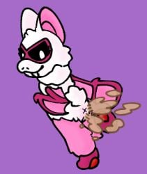 anthro anus anus_blush bat blush body_blush brown_fart_cloud eye_mask fart fart_cloud female genitals leaning leaning_forward low_res mammal nyecenic poppy_playtime pussy pussy_blush rabie_baby_(poppy_playtime) solo winged_arms wings