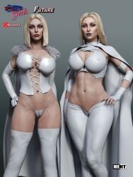 3d 3d_(artwork) abs blonde_female blonde_hair blue_eyes cameltoe cleavage emma_frost female female_only fit_female hellfire_club hent92 large_breasts marvel marvel_comics micro_panties navel nipple_bulge panties render white_queen wide_hips x-men