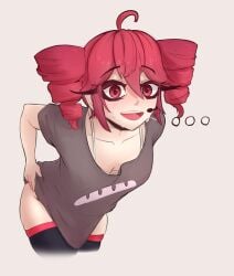 1girls artist_upload blush breasts clothing cynder_koi female female_only kasane_teto kasane_teto_(sv) looking_at_viewer open_mouth red_eyes red_hair self_upload solo solo_female synthesizer_v thighs twin_drills utau white_background
