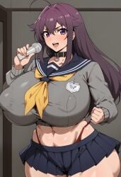 1girls ai_generated huge_ass huge_breasts koshi_anko kunaboto_(style) large_ass large_breasts pubic_hair purple_hair shikanoko_nokonoko_koshitantan tagme voluptuous voluptuous_female