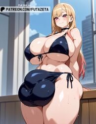 1futa ai_generated artist_name balls big_balls big_breasts blonde_hair bulge futa_only futanari futazeta huge_cock kitagawa_marin large_breasts legs penis pink_eyes solo solo_focus sono_bisque_doll_wa_koi_wo_suru uncensored