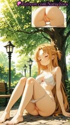 1girls 2025 ai ai_assisted ai_generated anime anime_style anus ass asshole asuna_(sao) bangs bare_arms bare_legs bare_shoulders barefoot bench blonde_hair blush bow bow_bra bra braid breasts brown_hair bush bust busty caucasian cleavage cleft_of_venus closed_eyes closed_eyes closed_mouth collarbone day feet female female_focus female_only foot_fetish french_braid full_body hentai hi_res high_quality high_resolution highres juicy_butt knees_together_feet_apart knees_up lamppost legs long_hair medium_breasts multiple_views natsuyoru non-asian orange_hair oshiri outdoors paipan panties panties_down pantsu panty_pull park park_bench parted_bangs patreon public_indecency pussy short_ponytail sitting sleeping smile solo solo_female stable_diffusion sunlight sword_art_online sword_art_online_alicization thighs toenails toes tree uncensored underwear underwear_only vagina very_long_hair voluptuous voluptuous_female white_bra white_panties yuuki_asuna