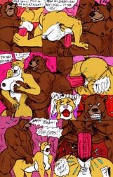 all_fours anal anal_sex anthro ass balls bear belly big_biceps big_breasts big_penis bodily_fluids breasts brown_bear claws comic determined duo english_text erection felid fellatio female finger_claws garrus368 genitals grin hand_on_breast hand_on_pussy hands_behind_head hi_res hug huge_cock hugging_another hugging_from_behind lion little_john male male/female mammal moan moobs nipples nude oral pantherine pecs penetration penile penis red_penis sex smile speech_bubble standing sweat text thrust_lines thrusting ursine wolfwood1