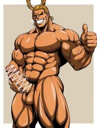 1boy abs all_might antenna_hair ass_visible_through_thighs balls bara beefy beige_background biceps big_areola big_balls big_breasts big_glans big_hands big_penis black_sclera blank_eyes blonde_hair boku_no_hero_academia censor_bar censored censored_penis completely_nude daddy dilf eight_pack erection foreskin_folds frown gay grin hi_res holding_penis huge_cock hunk jerking male male_breasts male_only manly masturbation mature_male medium_hair muscles muscular muscular_arms muscular_legs muscular_male muscular_thighs my_hero_academia navel no_body_hair nomadonoama1 oppai pecs penis penis_bigger_than_head quadriceps shading six_pack solo standing steamy_breath sweat sweatdrop thick thick_arms thick_eyebrows thick_neck thick_penis thick_thighs thumbs_up tough_guy triceps veiny_arms veiny_muscles veiny_neck veiny_penis white_border yagi_toshinori yaoi