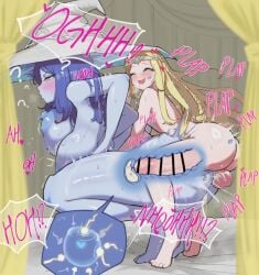 !? 1boy ? absurdres age_difference alternate_breast_size ass balls bar_censor barefoot behind_curtains bite_mark blonde_hair blue_hair blue_lips blue_nipples blue_skin blush bouncing_breasts braid breasts brother_and_sister censored closed_curtains colored_nipples colored_skin commentary completely_nude cum cum_overflow curtains elden_ring female from_side fromsoftware fucked_silly full_body half-closed_eyes half-siblings hat highres impregnation incest josou_seme large_breasts lipstick_mark lipstick_mark_on_ass lipstick_mark_on_face long_hair male miquella miquella_(elden_ring) mistressmacabe nipples nude open_mouth plap q1w2e3r4 q1w2e3r4_(pixiv_75476659) ranni_the_witch see-through_curtains sex siblings squatting straight sweat tagme testicles tiptoes toes tophat_turtle trap very_sweaty video voice_acted witch_hat x-ray yellow_eyes