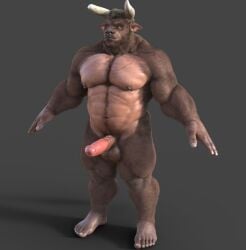 ad-games animal_genitalia animal_penis anthro balls boros_(ad-games) bovid bovine equine_genitalia equine_penis european_mythology fur genitals greek_mythology hi_res humanoid male mammal minotaur muscular muscular_anthro muscular_male mythology penis solo