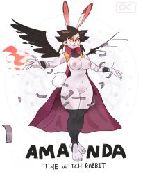 amanda_(yoelrabbit) anthro black_hair breasts character_name digital_media_(artwork) english_text female genitals hair hi_res lagomorph leporid looking_at_viewer mammal nipples pussy rabbit red_eyes simple_background solo text white_background wings yellow_sclera yoelrabbit