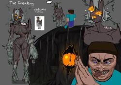 minecraft monster monster_girl steve_(minecraft) tagme the_creaking_(minecraft) tree trophimos