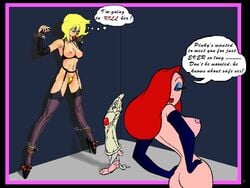 amblin_entertainment animaniacs areola arm_gloves blonde_hair breasts chained_ankles chained_to_wall chained_wrists condom cool_world crossover disney english_text garter_belt garter_straps hair_over_one_eye holli_would jessica_rabbit long_hair long_red_hair nipples paramount_pictures pinky pinky_(warner_brothers) pinky_and_the_brain pussy ralph_bakshi red_hair short_blonde_hair short_hair sideboob speech_bubble stockings straight_hair tb text thought_bubble universal_pictures universal_studios warner_bros warner_brothers what who_framed_roger_rabbit