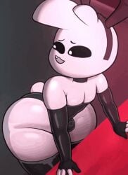 black_eyes bootydox bulge bunny bunny_boy bunny_costume bunny_ear bunny_ears bunny_suit bunny_tail bunnysuit dox_(bootydox) gay gay_male marshmallow twerk twerker twerking twerking_at_viewer twerking_position white_eyes white_hair white_skin