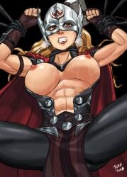 abs blonde_hair breasts brown_eyes jane_foster lady_thor sweat sweaty_body thor:_love_and_thunder tora_tora