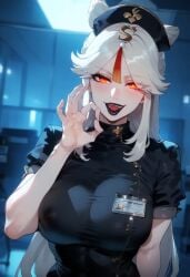 ai_generated big_ass big_breasts black_lipstick blowjob_gesture bubble_butt fat_ass genshin_impact goddess heavenly_ass implied_oral lipstick ningguang_(genshin_impact) nurse nurse_uniform seductive seductive_look sexy voluptuous voluptuous_female