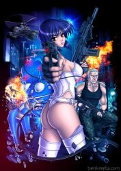 1girls ass ghost_in_the_shell huge_ass kusanagi_motoko reddit_link solo strapless strapless_leotard thighhighs