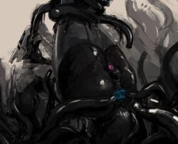 anthro anus chastity_device forced hi_res ike_(hazel_nuthead) latex looking_pleasured male male/male rape simple_background solo spread_anus spreading synth_(vader-san) tagme tentacle vekyn