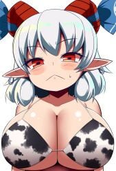 big_breasts horn lowres touhou white_hair xialu_zajin yuuma_toutetsu