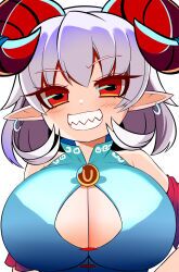 big_breasts lowres sharp_teeth touhou white_hair xialu_zajin yuuma_toutetsu