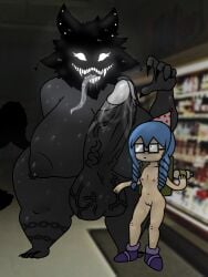 ass backrooms backrooms_creature big_ass big_balls big_breasts big_butt big_penis big_thighs futanari glasses karelia_(acerattman) karelia_futanari_(acerattman) misakiwa_(artist) penis pussy pussy_juice the_backrooms thighs