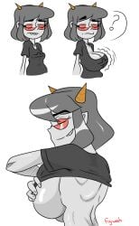 breast_expansion breasts clothed comic expansion female fujiweeb homestuck huge_breasts large_breasts looking_back small_breasts smirk terezi_pyrope underboob