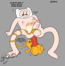 adoptive_siblings adventure_time blabvo cum cum_inflated_belly cum_inside enlarged_balls finn_the_human inflation jake_the_dog shapeshifter shapeshifting