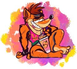 10s 1boy 2019 anthro anthro_only armpit_hair bandicoot crash_(series) crash_bandicoot fingerless_gloves furry furry_male furry_only male male_focus male_only marsupial solo solo_male tagme tank_top the-alfie-incorporated video_games wumpa_whip