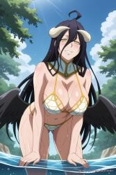 ai_generated aichat albedo_(overlord) angel_wings beach bikini black_hair candid demongirl_demoness ecchi large_breasts long_hair overlord overlord_(maruyama) pinku pinku.ai pinkuai solo solo_female succubus succubus_horns yellow_eyes