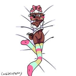 body_pillow cookiecreamy cosmo_(dandy's_world) cuntboy dandy's_world hoodie stockings tail tied_up