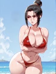 1girls ai_generated avatar_the_last_airbender azula bikini cleavage difuxer female female_focus female_only large_breasts light-skinned_female light_skin looking_away solo thick_thighs thighs wide_hips