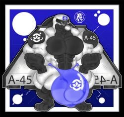 abs abstract_background aircraft aircraft_humanoid anthro balls big_balls big_bulge big_muscles black_arms black_legs black_sclera blue_clothing blue_underwear bulge clothing detailed_bulge genitals hi_res huge_bulge hyper hyper_bulge hyper_genitalia jdbo-arts living_aircraft living_machine living_vehicle machine male male/male muscle_arms muscular muscular_male pecs penis solo space_shuttle spacecraft underwear vehicle white_body white_eyes