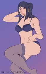 1girls blue_bra blue_panties blue_underwear jill_stingray kalruna solo underwear va-11_hall-a