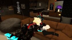 boykisser canine_penis carbon_fiber erp hair_over_eyes knotted_penis protogen smii7y vrchat vrchat_avatar watching_tv youtube