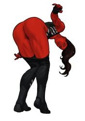 antiheroine betty_ross big_ass black_hair black_suit dima_ivanov fingerless_gloves hulk_(series) leaned_over looking_back marvel marvel_comics nude_ass red_she-hulk red_skin shoked