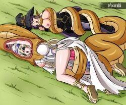 anal coiling coils girl goblin_slayer sex snake snake_penis squeezing squeezing_breast swallowed_whole swallowing sword_maiden_(goblin_slayer) vore vore_belly witch zocorukii