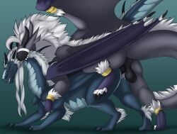 bite dragon duo female female_penetrated feral fluffy gold_(metal) gold_jewelry hi_res jewelry male male/female mythological_creature mythological_scalie mythology neck_bite neck_tuft penetration queen_zubeia scales scalie sex sharp_teeth starius-drago_(dragonphoenix) sugar.rush tail teeth tuft wings