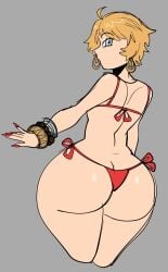 ambiguous_gender big_ass bikini blonde_hair blue_eyes bottom_heavy bra bracelets fat_ass jammedvhs leo_kliesen long_fingernails short_hair tekken thong