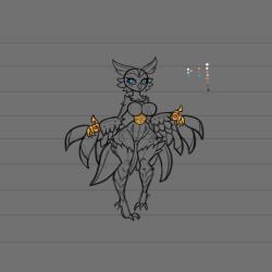 arsfromnowhere_(artist) big_breasts dnd dnd_character dungeons_and_dragons harpy harpy_girl owl owl_girl sketch wide_hips wings