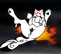 amaterasu anatomically_correct anatomically_correct_pussy anus ass canine canine_pussy deity dragonofdarkness13 female feral goddess hindpaw lying nude okami on_back paws presenting pussy solo spread_legs spreading wolf