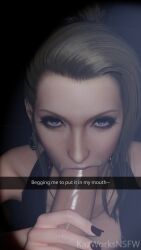 3d 3d_(artwork) 3d_background 3d_model 3d_render 8k blowjob blowjob_face clothed cock dick final_fantasy final_fantasy_vii final_fantasy_vii_remake hi_res highres kazworksnsfw licking licking_penis looking_at_viewer milf mommy naked penis penis_in_mouth scarlet_(ffvii) snapchat square_enix