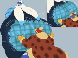 ass_bigger_than_head big_ass big_butt blush face_on_ass fat fat_ass fat_butt fat_male furry gay grabbing_ass grabbing_from_behind grabbing_own_ass king_dedede kirby_(series) megacoolbear_(artist) mr._frosty mr._frosty_(kirby) overweight overweight_male penguin