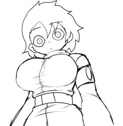 1female 1girls big_breasts blush breasts cleavage clothed clothing enigi09 erika_(enigi09) female female_focus female_only hips oc original original_character tagme thick_thighs wide_hips