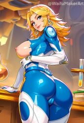 ai_generated ass ass_focus cameltoe hi_res high_resolution highres huge_ass laboratory large_breasts looking_at_viewer looking_back marvel marvel_rivals neterixx nipples pink_nipples smile sue_storm torn_bodysuit waifumakerart