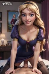 1boy 1boy1girl 1girls 2boys ai_generated artist_name black_hairband black_thighhighs blonde_hair blue_dress blue_eyes breasts cleavage clothed_female_nude_male clothed_sex cowgirl_position cowgirl_position disney disney_princess dress grin hairband hi_res indoors long_hair looking_at_viewer makeup medium_breasts mole mole_on_breast penis pov princess_eilonwy puffy_short_sleeves puffy_sleeves purple_dress pussy r34arts sex short_sleeves smile solo_focus straddling straight the_black_cauldron thighhighs uncensored vaginal_penetration vaginal_penetration vaginal_sex