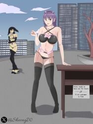 2girls big_breasts boruto boruto:_naruto_next_generations boruto:_two_blue_vortex braid exhibition exhibitionism exhibitionist female full_body kakei_sumire kazamatsuri_moegi matsuri_(boruto) naruto sexy sexy_body sheong_wong