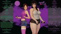 3d booty_shorts boyshorts bubble_butt bulge comic femboy fummunity_comix futa_on_male futanari green_eyes hookup neet purple_eyes shy sissy tank_top