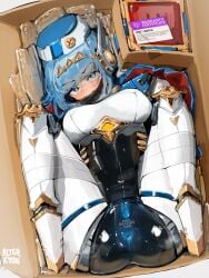 1girls alterkyon blue_hair blue_pussy first_porn_of_character genshin_impact ineffa_(genshin_impact) package robot